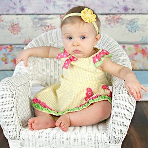 Yellow Gingham Fabric Flower Hair Clip or Headband